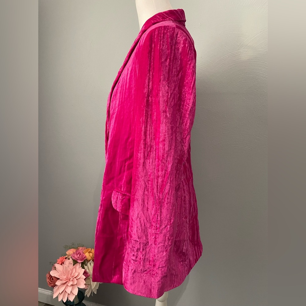 Nasty Gal Fuchsia Crushed Velvet Oversized Blazer - Pink - Picture 5 of 11